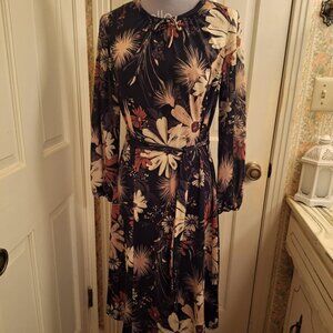 Vintage Brown Floral Gayle Evans Dress, size 16 1/2